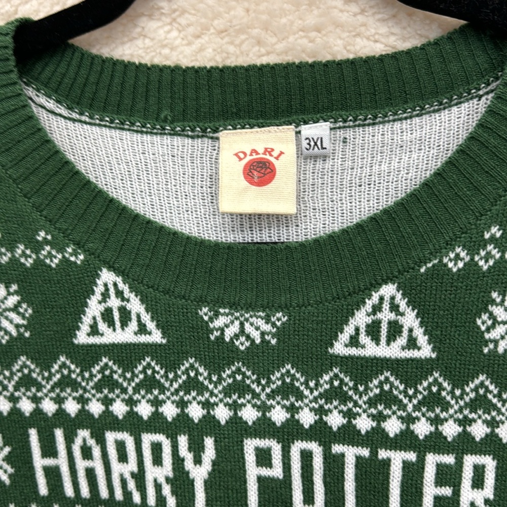 HARRY POTTER Women's Green Christmas Sweater Size XL DARI xmas NEW - Picture 3 of 6